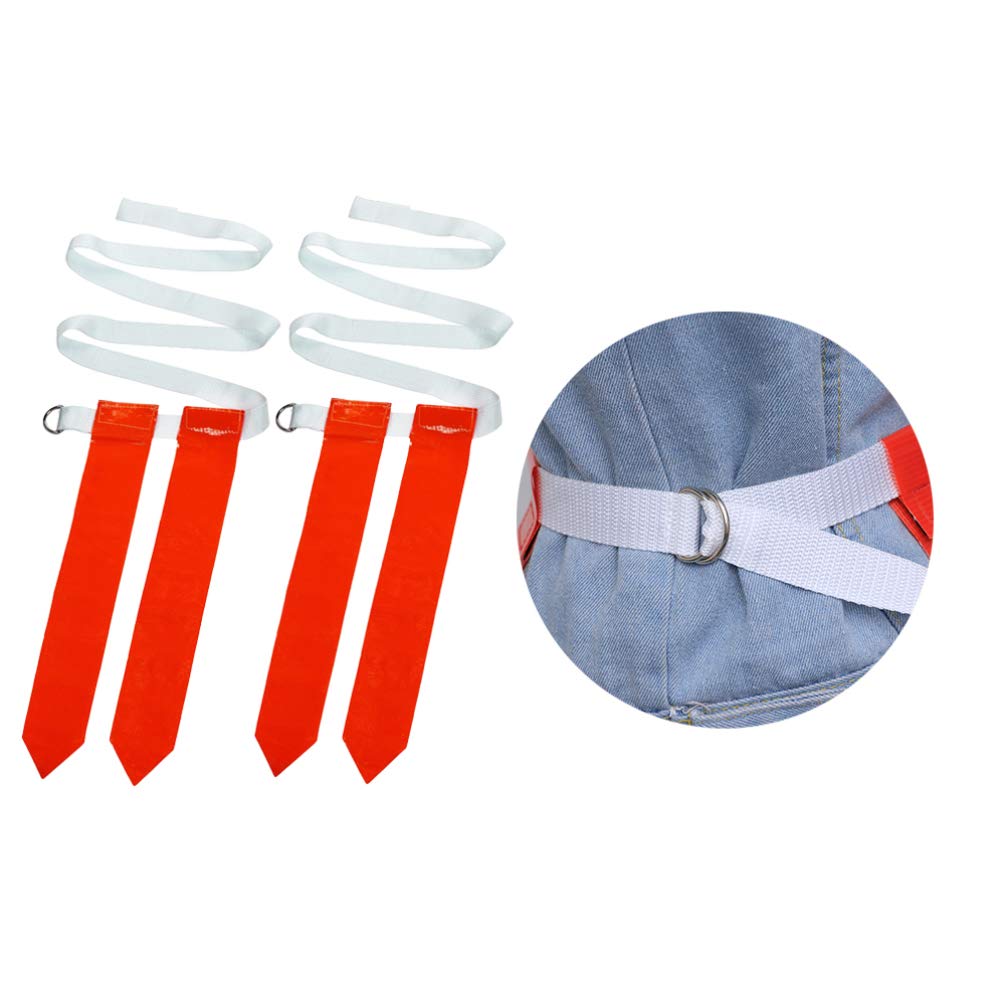 SEWACC 4 Pcs Adjustable Flag Belts Flag Football Set- 2 Flags per Belt for Football Rugby Training Ribbon (Each White Belt with 2 Red Flags)