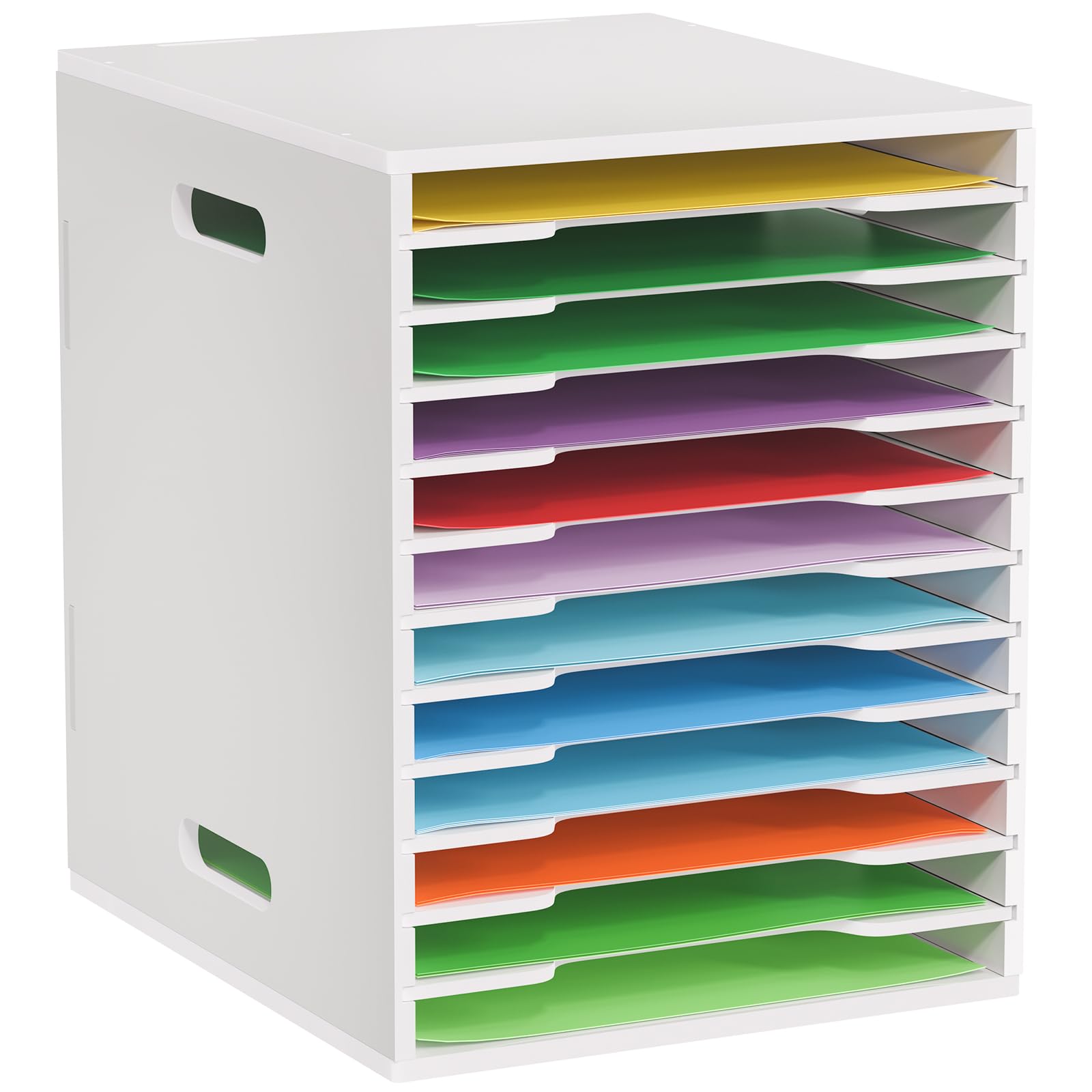 SANFURNEY Scrapbook-Papier-Organizer mit 12 Ebenen, 21,6 x 27,9 cm, Schreibtisch-Organizer mit verstellbaren Regalen, stapelbare Scrapbook-Papieraufbewahrung für Sammelalben, Karton für Zuhause, Büro