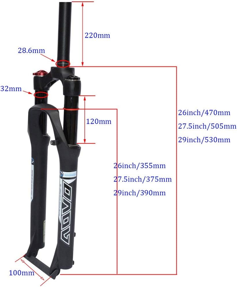 自転車 26"27.5インチ サスペンションフォーク エアバイクフォーク、 マウンテンバイク リモコン マグネシウム合金 直