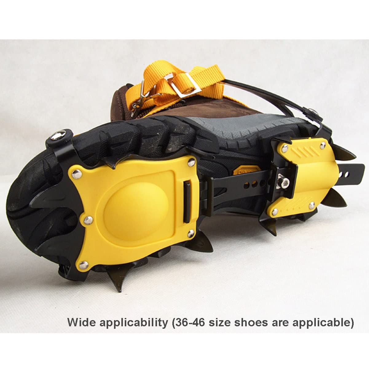 10 dientes antideslizantes garras de hielo, crampones de hielo ajustables, de alta resistencia de acero de hielo Cleat, pinchos de tracción de hielo para los zapatos y las botas para la nieve y el bar