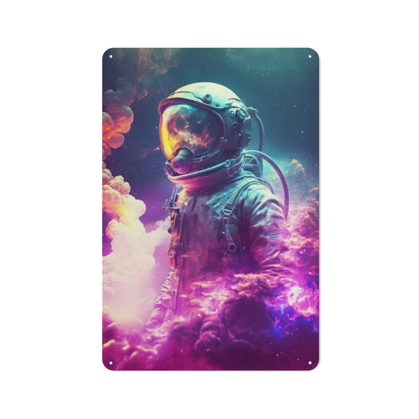 Junmoney Lost Astronaut Tin Wall Plaque 30X20cm With For Studio Or Craft Room, Suited To Craft Room Decorators