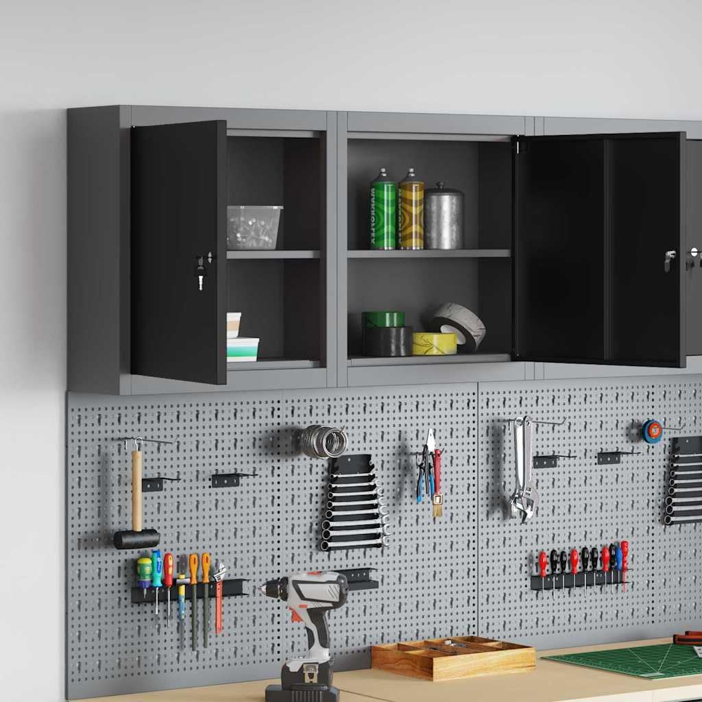 Genérico Armario de Herramientas Negro y Gris 50 x 20 x 55 cm,Bricolaje,Accesorios de Bricolaje,Organización y Almacenamiento de Herramientas,Armarios para herramientas-4103469