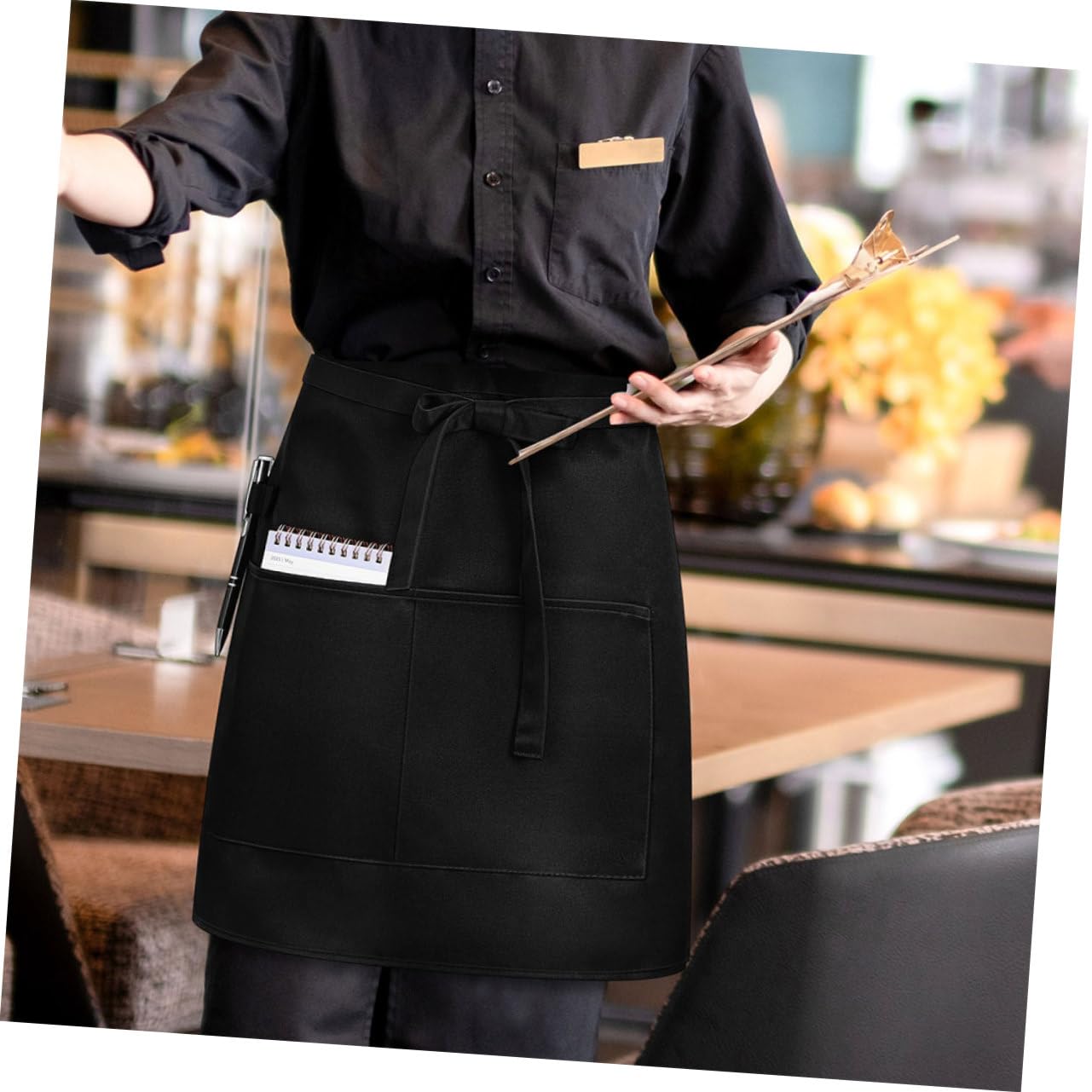 5 Piezas Delantal Corto de Servicio para y Camareras con Múltiples y Diseño Unisex Pack para Cafeterías y Restaurantes de Limpiar y