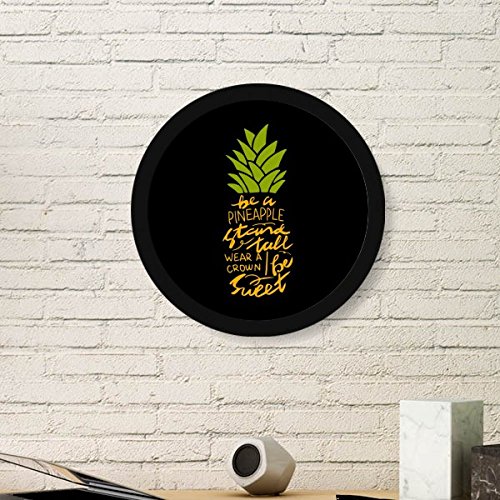 Décoration murale en bois avec cadre rond motif ananas bonbon grand format chic