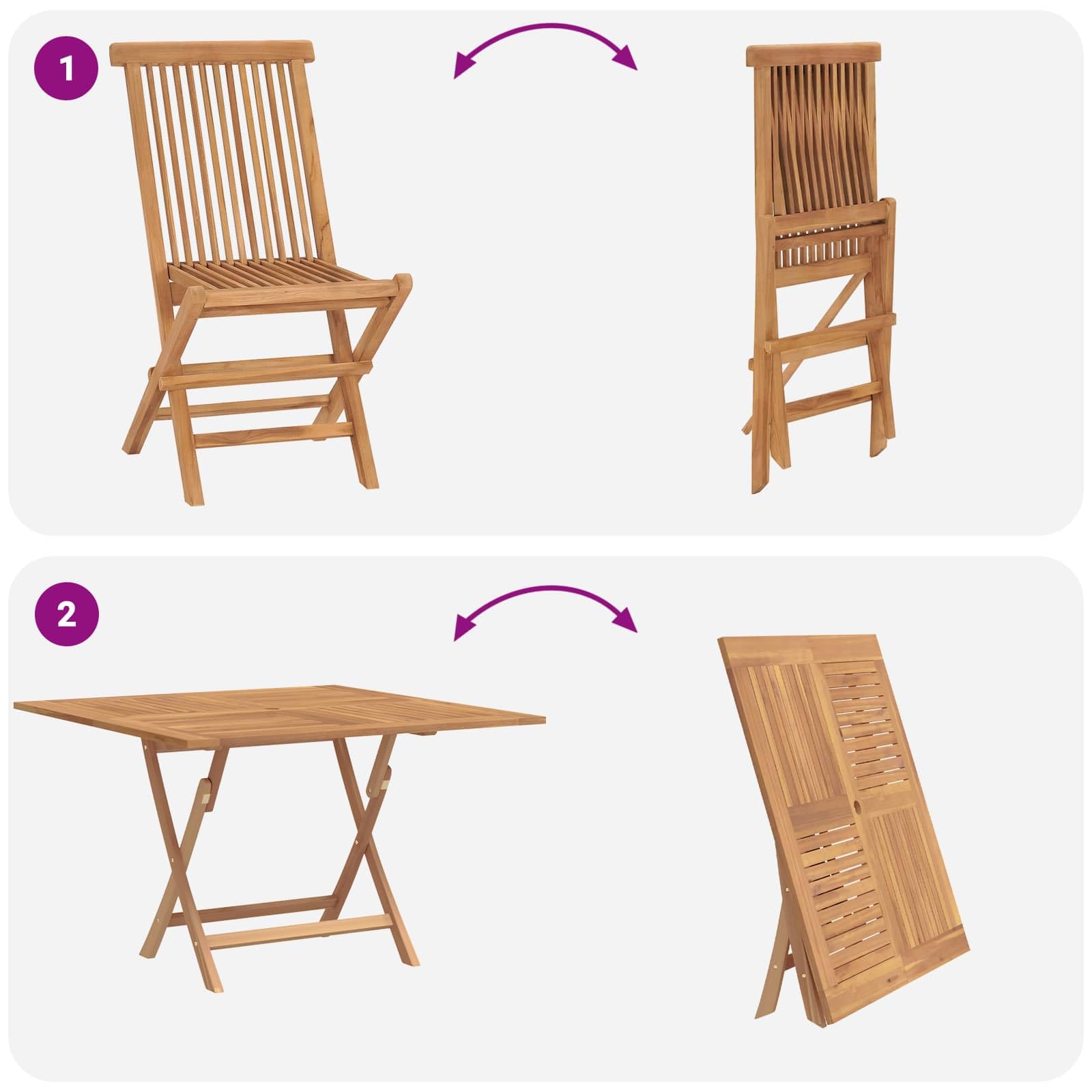 vidaXL Set Bistro da Giardino 3 pz Naturale Legno di teak solido