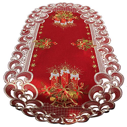 HanaQi Weihnachten Tischläufer Tischdecke Dunkelrot Leinenoptik Rot...