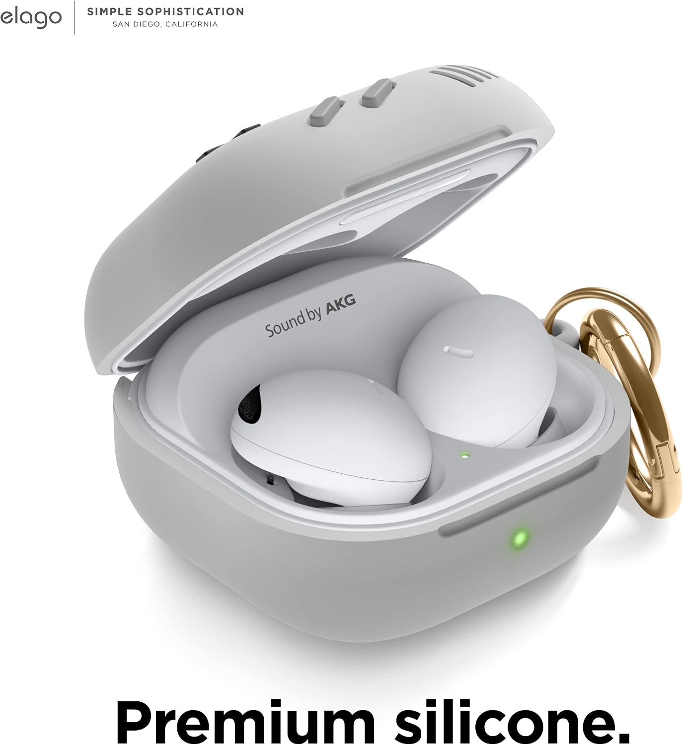 elago GB5 Case Compatible with Samsung Galaxy Buds 2 Pro Case (2022) / Galaxy Buds 2 Case (2021) / Galaxy Buds Pro Case (2021) / Galaxy Buds Live Case (2020) [US Patent Registered] [Light Grey]