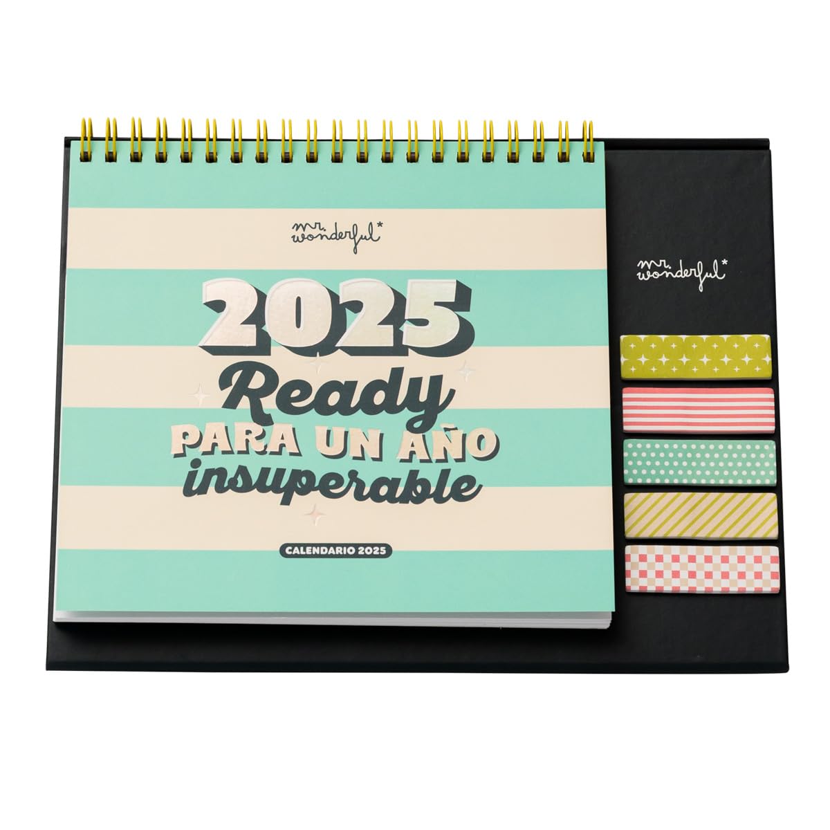 Mr. Wonderful - Desktop Calendar 2025 - Ready for an unsurpassed year - Includes 6 sheets of stickers and 1 pad of sticky notes