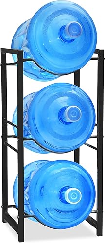 Iococee Estante de almacenamiento para botellas de agua de 5 galones, soporte para jarra de agua desmontable y resistente, patas de goma