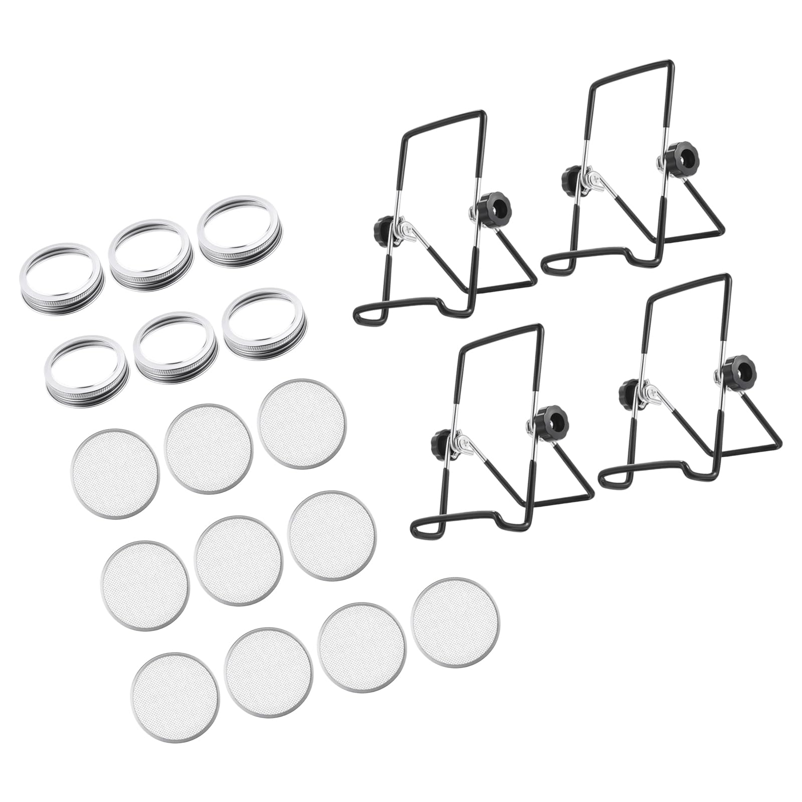 Lot de 6 couvercles de culture en acier inoxydable et 4 supports noirs pour créer des légumes verts riches en minéraux à l'intérieur