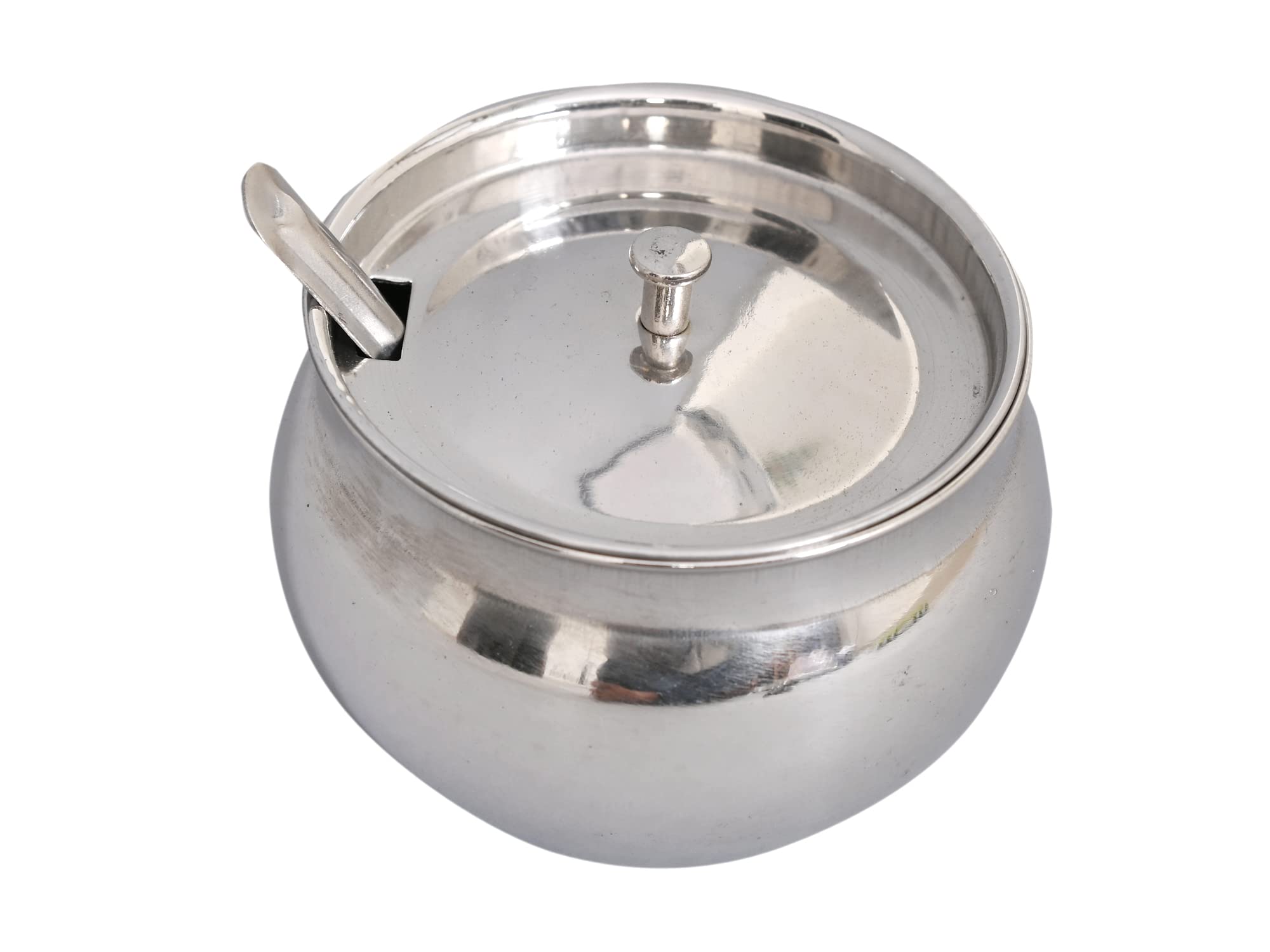 NEXT HERITAGE Stainless Steel Ghee Dani Ghee Pot for Oil Ghee with lid and Small Spoon- Regular Medium Size-