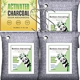 Mayunuo Activated Charcoal Odor Absorber for Strong Odor, Basement, Cars, Closets, Shoes, Smoke. 3 Pack Bamboo Charcoal Air Purifying Bags Deodorizer Odor Eliminator for Home