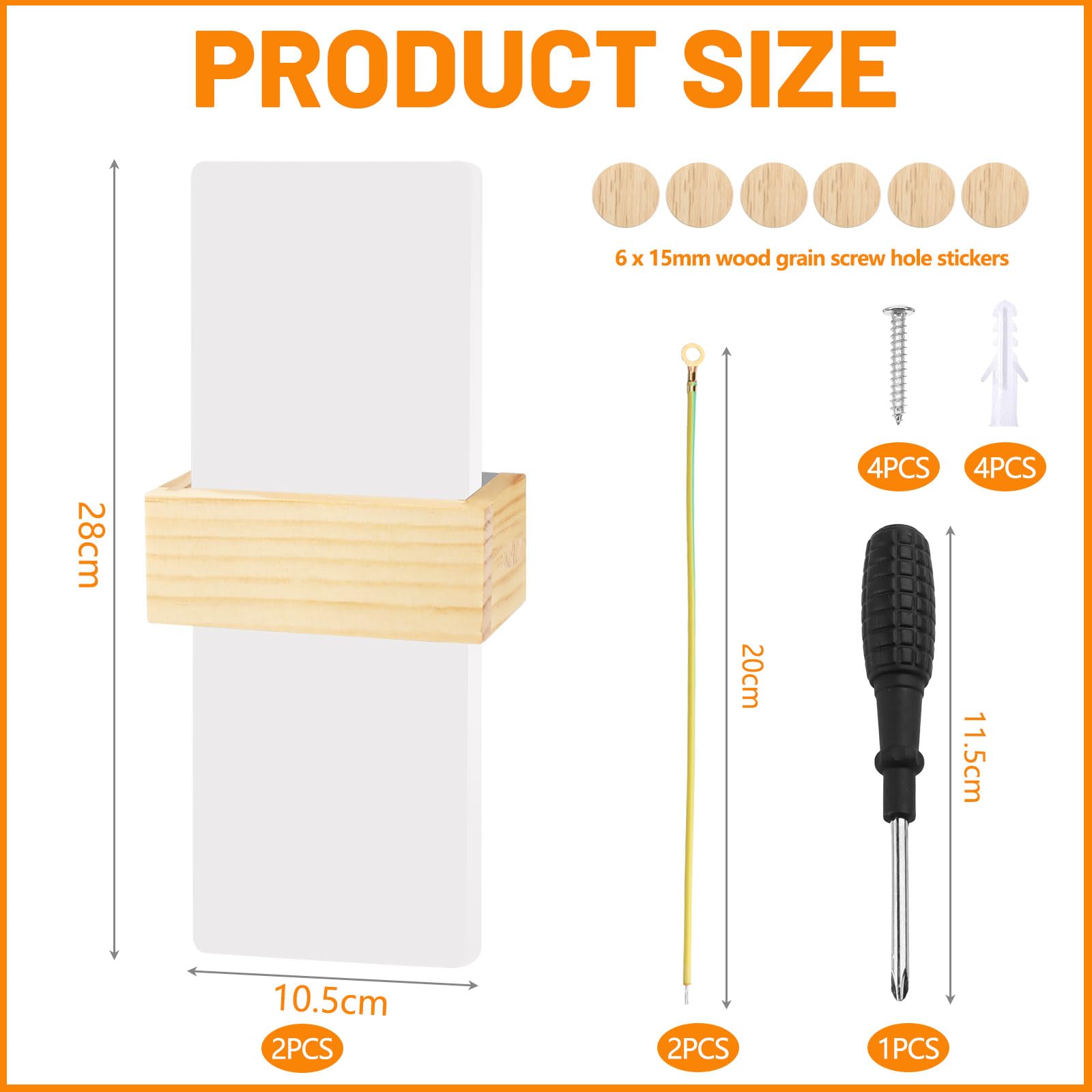 2 pièces Applique Murale Intérieure Bois 3000K Blanc Chaud 12W Lampe Murale Chambre LED Moderne en Acrylique Applique Murale Éclairage Haut et Bas pour Couloir Escalier Chambre Salon