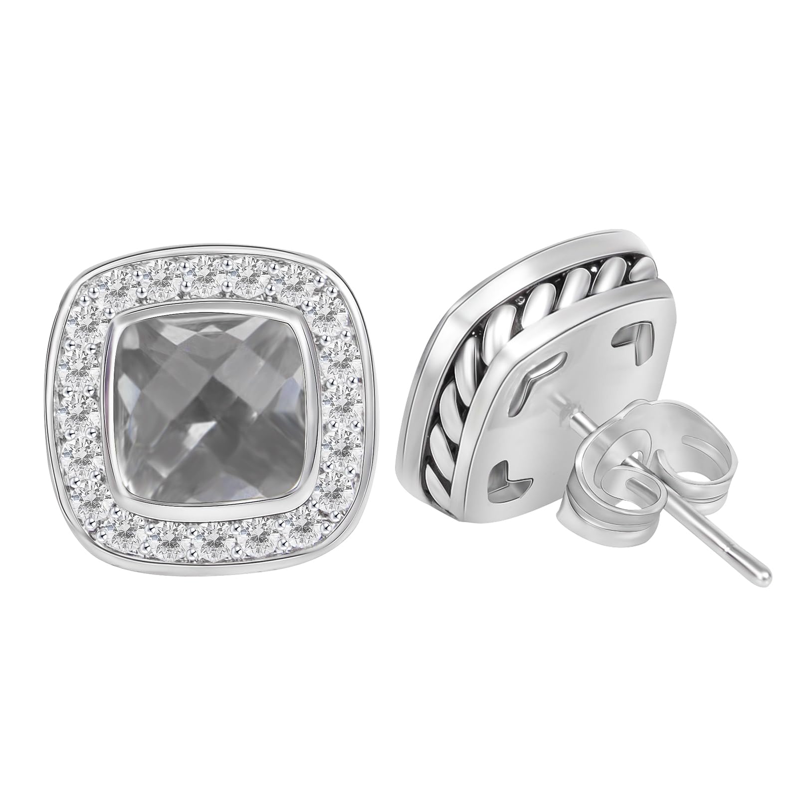 Myshiwu Designer Twisted Cable Wire Cubic Zirconia Stud Earrings Antique Fashion Brand Braided Jewelry for Women Gift