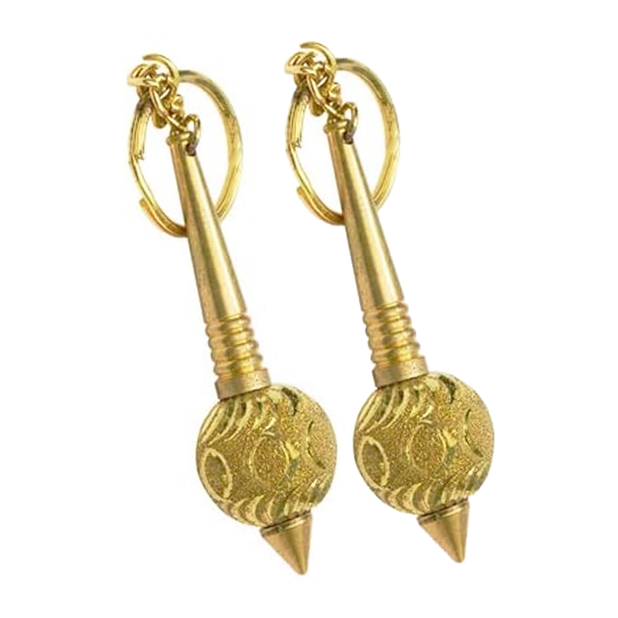 AYOSHRI Brass/Peetal Iron Mix Hanuman Ji/Bajrangbali Gada Keychain Keyring Gift For Men, Women, Boys, Girls and Friends Combo Pack Of 2