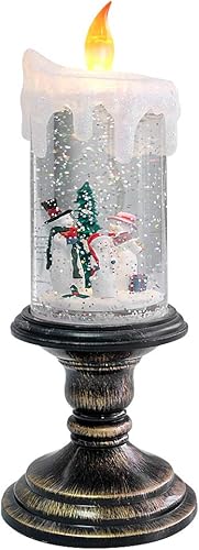 Eldnacele Vela de globo de nieve de Navidad, funciona con pilas, sin llama, velas giratorias de agua con remolinos brillantes para decoración del