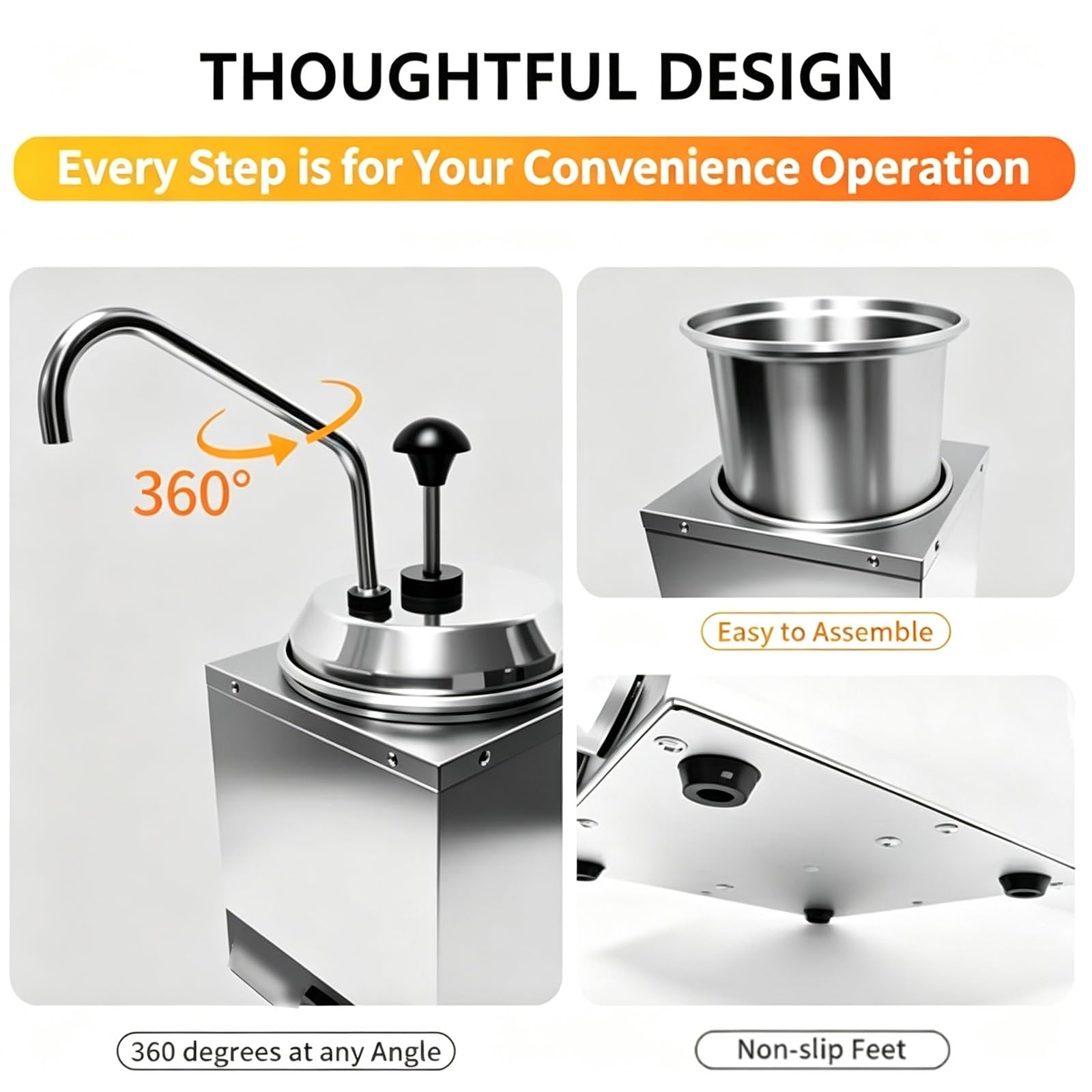 Dispensador Eléctrico Comercial de Calentador de Queso de Acero Inoxidable 304 de 2 Litros, con Bomba, Control Digital de Temperatura for Hot Fudge, Nacho, Mantequilla, Caramelo, Restaurante