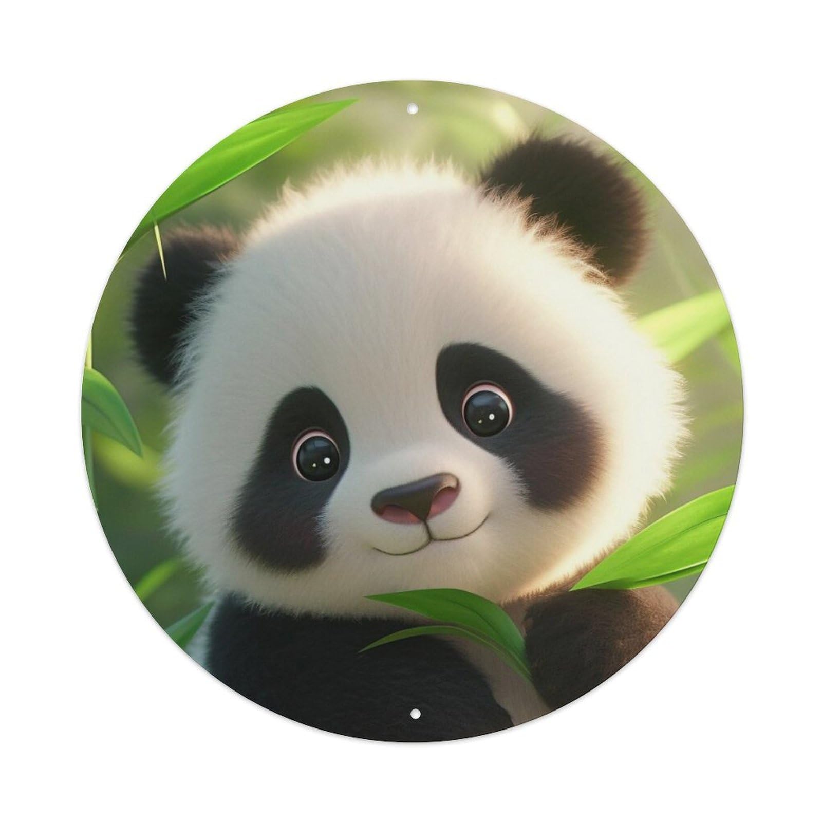Cute Panda in Bamboo Forest Animal Artwork Metal Tin Sign
