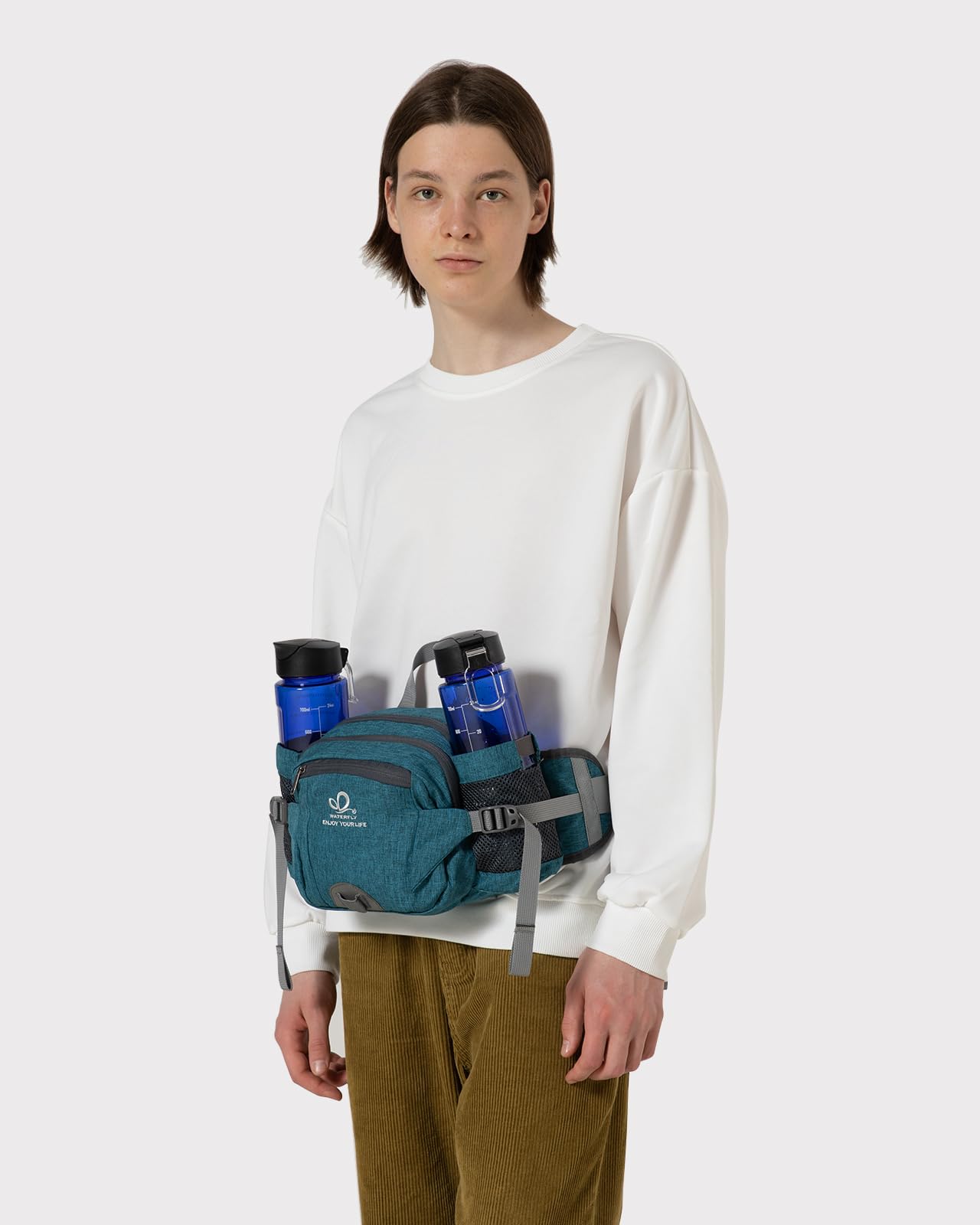 Waterfly Hiking Waist Pack Bum Bag Waist Bag with Bottle Holder Running Bag for Camping Climbing Travel Cycling and Dog Walking (Teal Blue) - Image 2