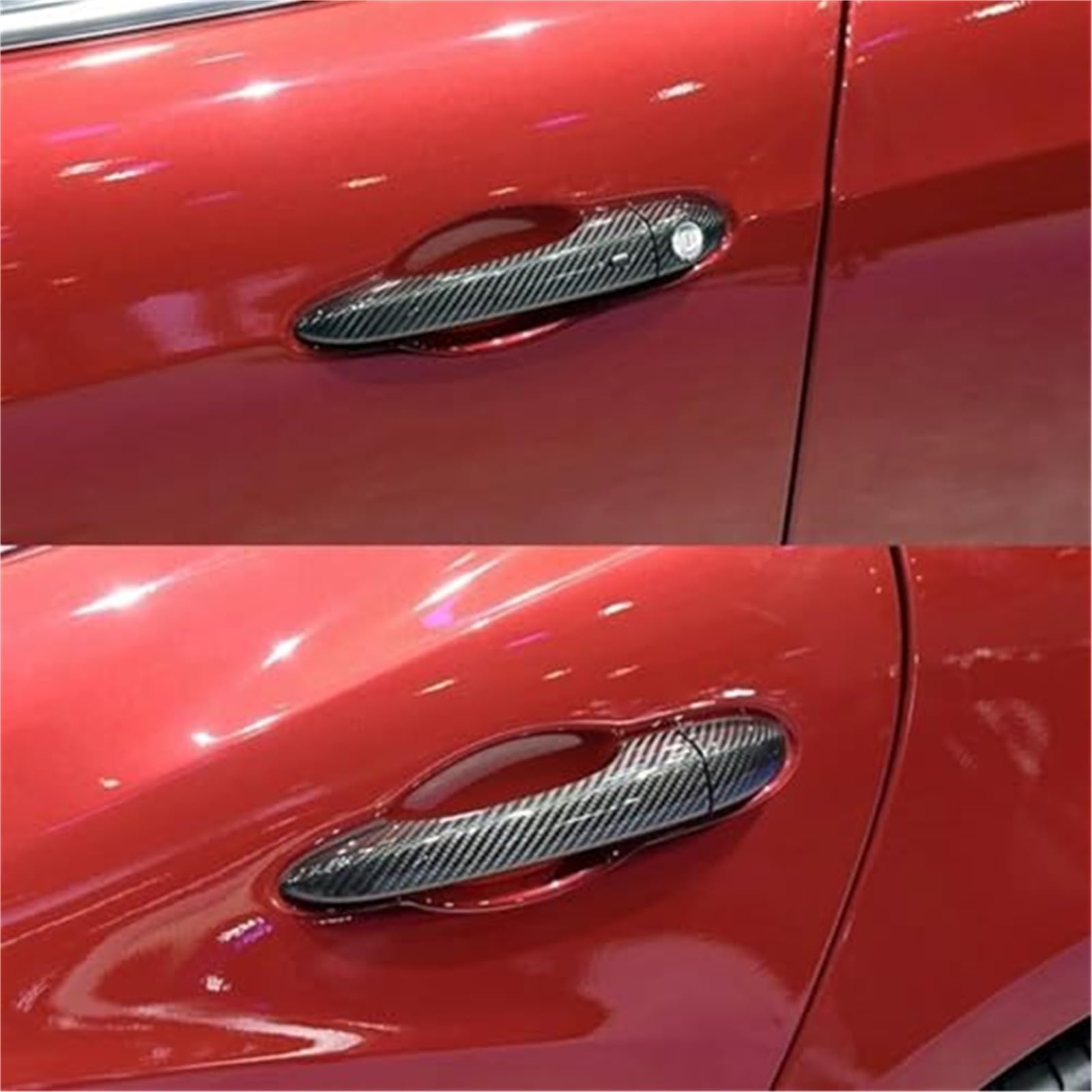 Klamka zewnętrzna do drzwi samochodowych, do Maserati, do Ghibli, do Quattroporte, do Levante LHD Car Styling 8 sztuk z włókna węglowego Auto Cover Osłona klamki drzwi(BLACK 4 dr with sensor)