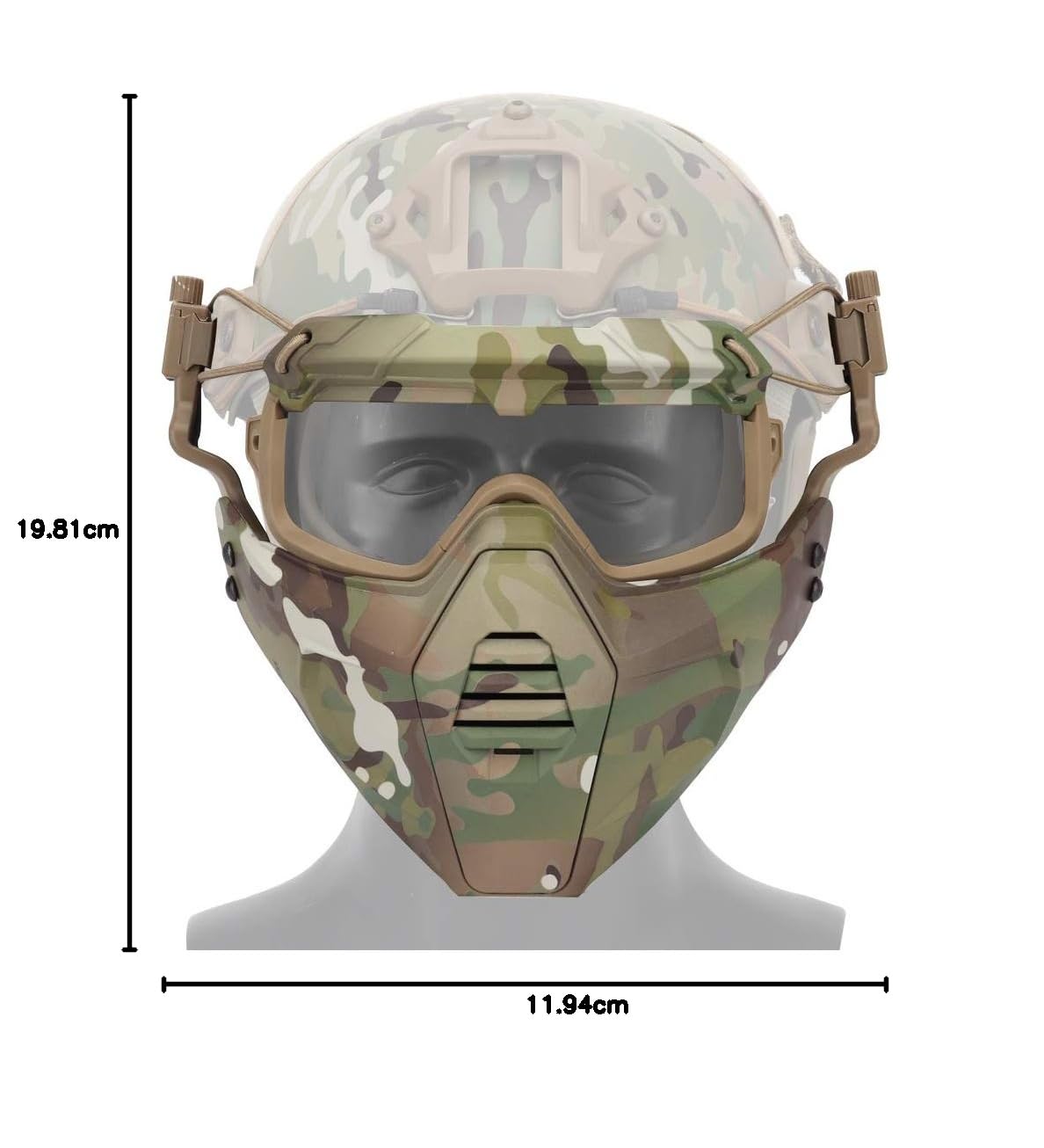 FAST - Gafas protectoras para casco con máscara facial extraíble para airsoft, paintball, fiesta de Halloween