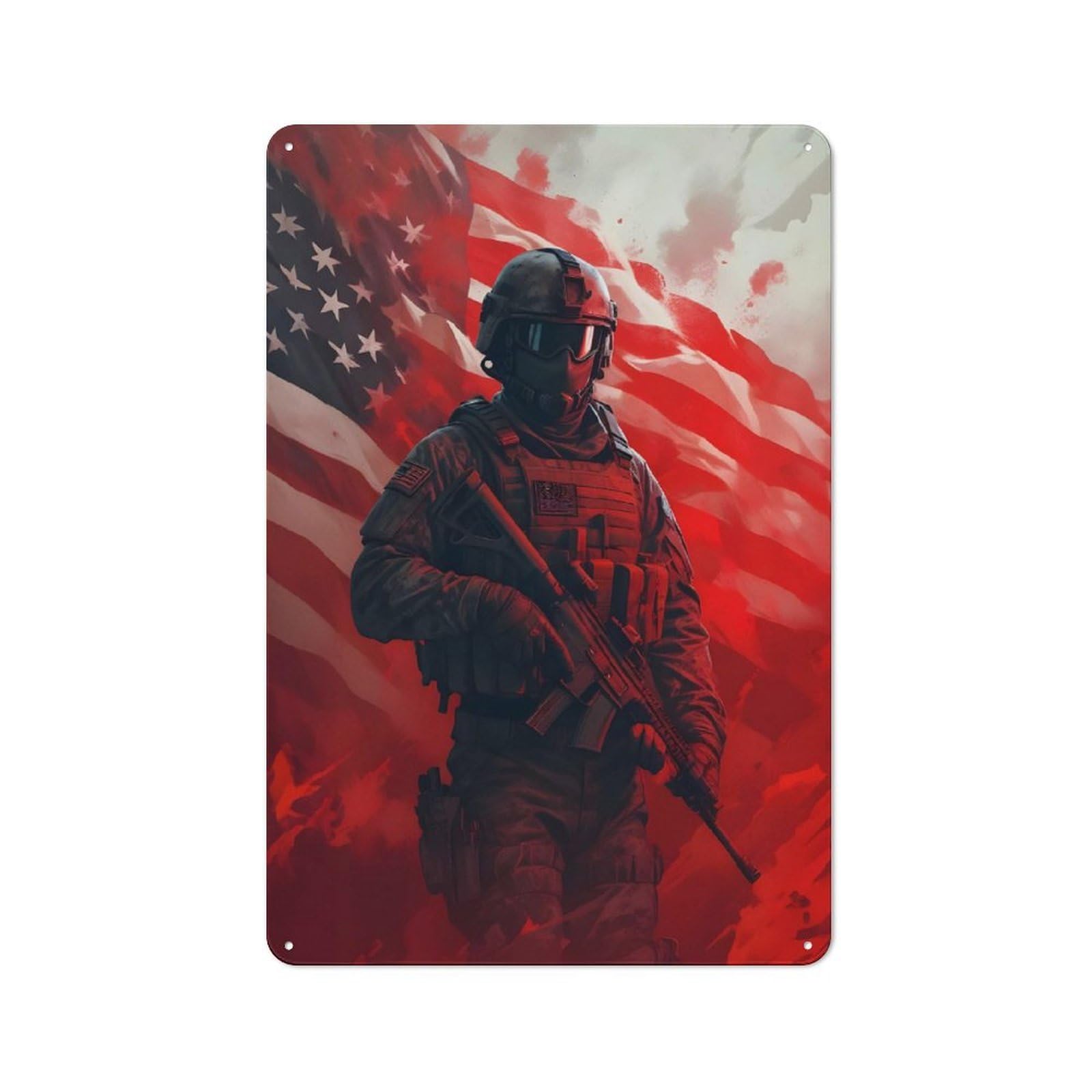 Junmoney American Soldier Metal Plaque 30X20cm With For Garage Wall, Rustic Decor, For Vintage Wall Decor Fans, For Themed Room Decoration