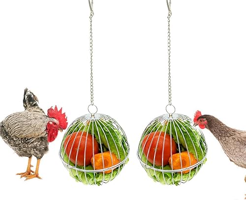 Pelota de pollo para gallinas, alimentador de verduras y verduras, juguete para gallinas, juguetes de gallinero para gallinas, 2 unidades