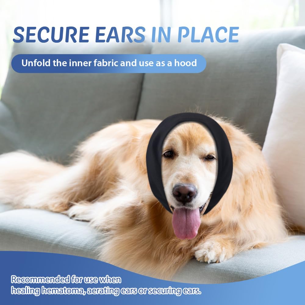 COMFPET Paraorecchie Cane Cuffie Per Cani Antirumore, Snood Per Cani copriorecchie invernale per cani e gatti, cura delle orecchie, grande, S(Nero)