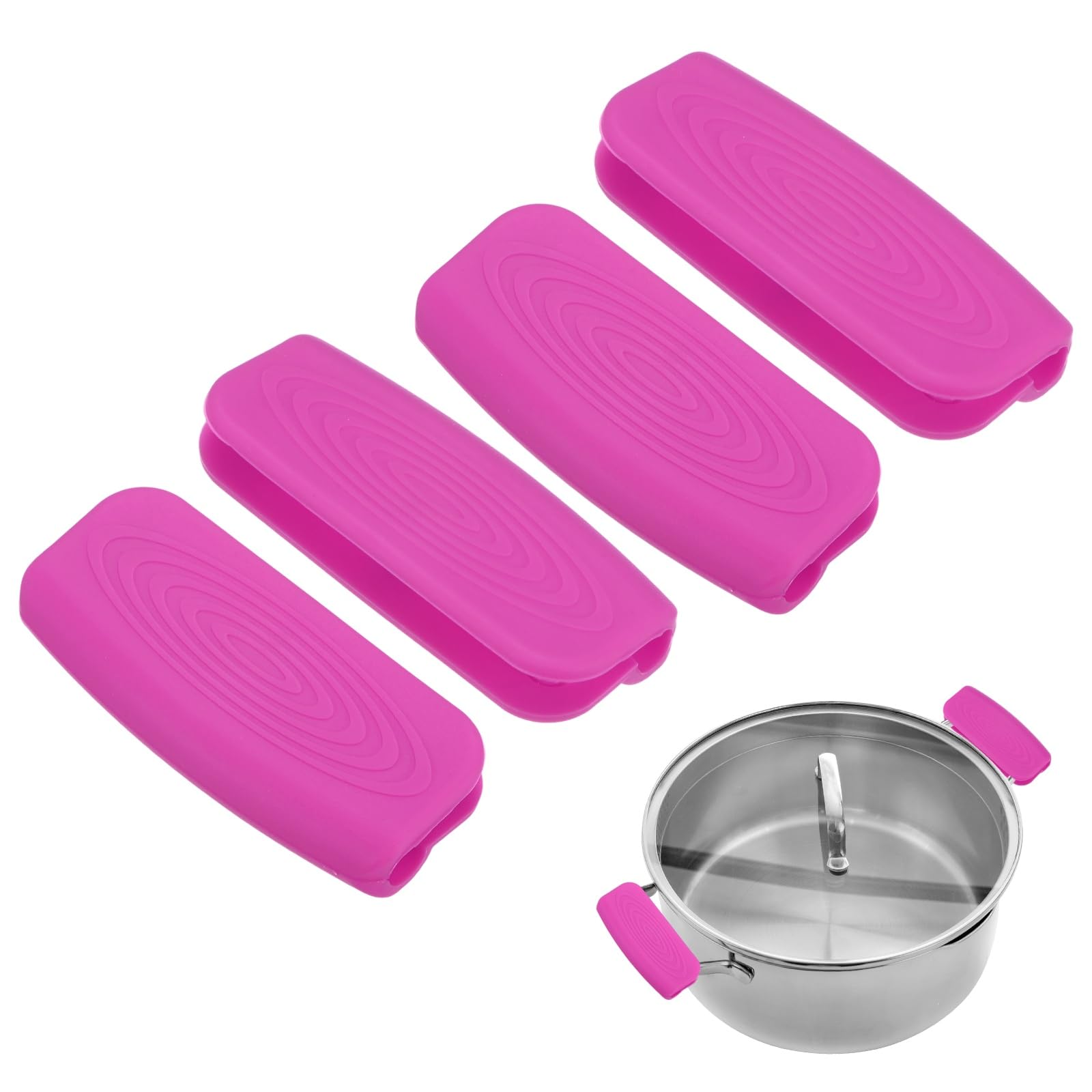 M METERXITY 4-Pack Silicone Assist Handle Holder Grip, Heat Resistant Non-Slip Pot Grip Handle Sleeve for Frying Cast Iron Skillet [Purple]