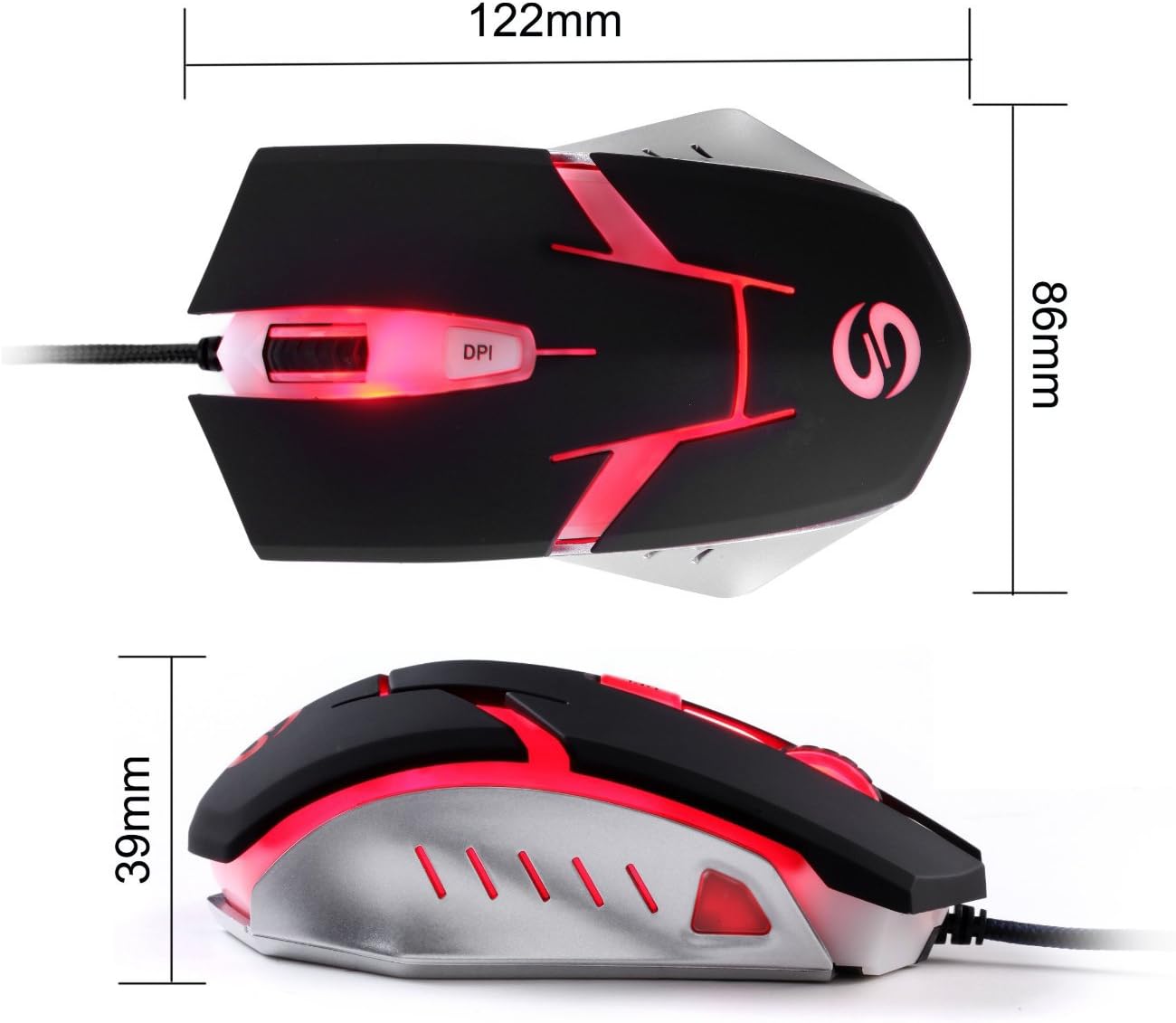 Gaming Mouse, UtechSmart Mars 4000 DPI High Precision Programmable Gaming Mouse