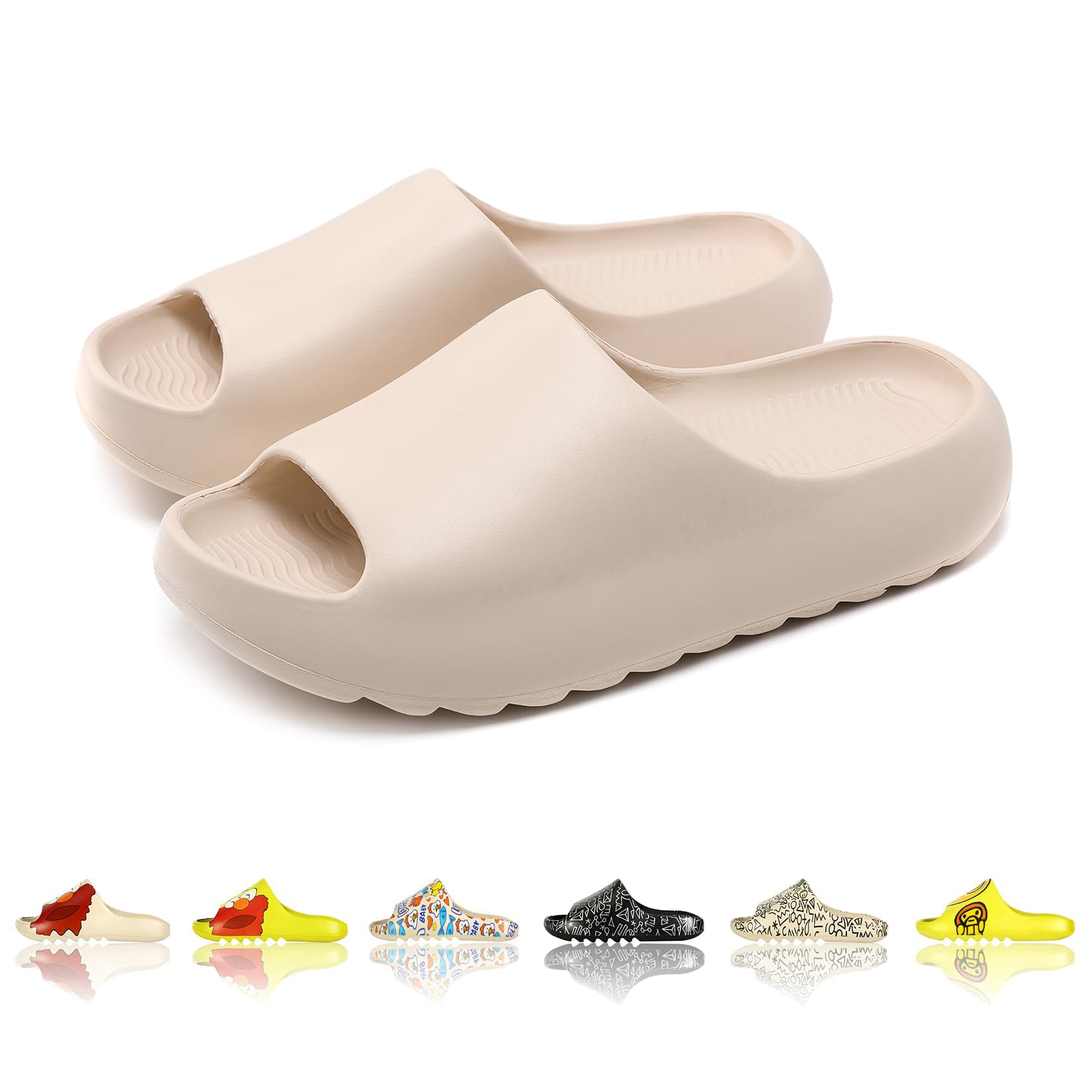 Cloud Cushion Slides EVA Pillow Slippers Cute Graffiti Slides Men Women Non-Slip Shower Shoes Sandals Open Toe for Bathroom House Spa Gym Home Cartoon X Eyes