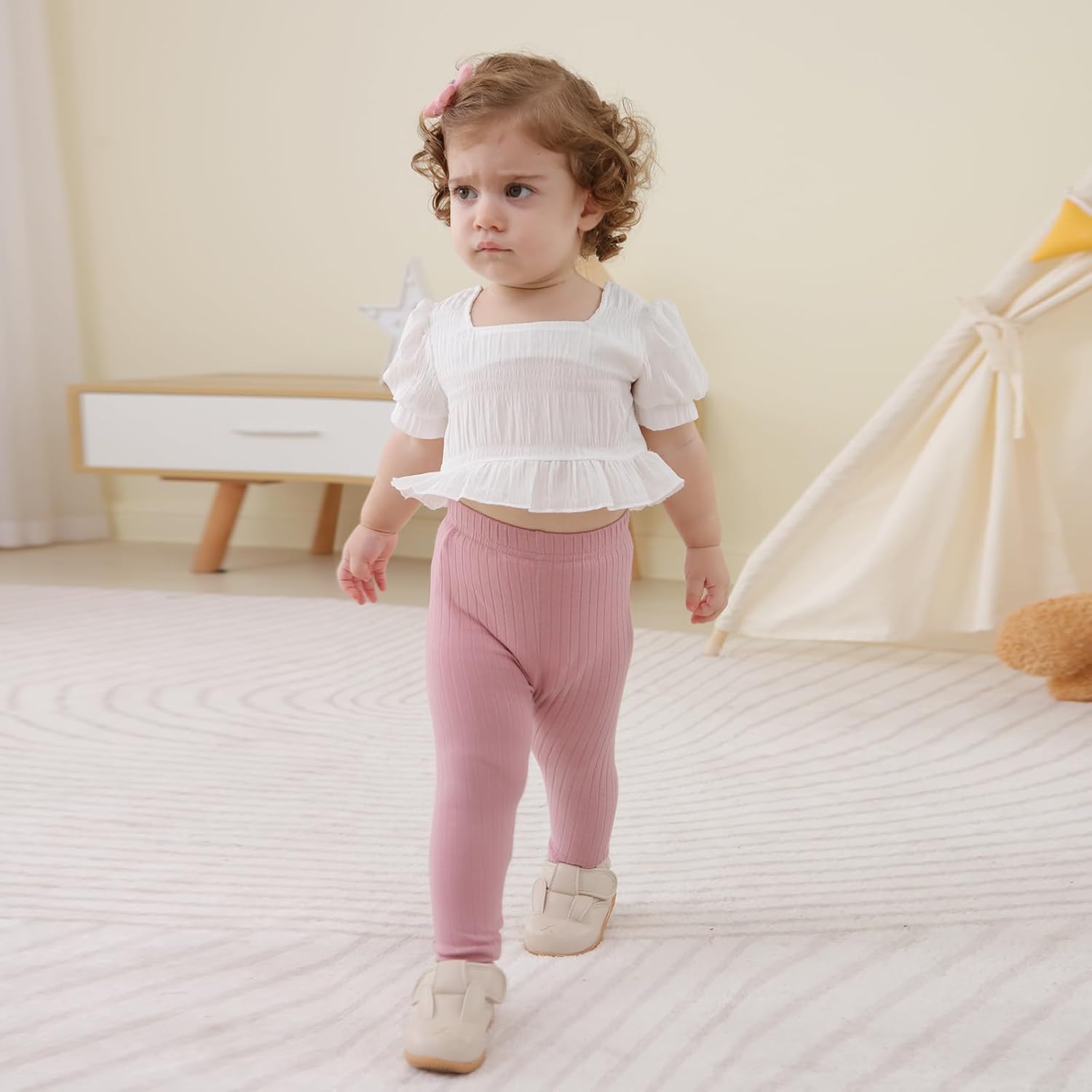 U·nikaka Unisex Baby 0-48 Months 5-Pack Pants in Grey White Black Orange and Pink - Image 3