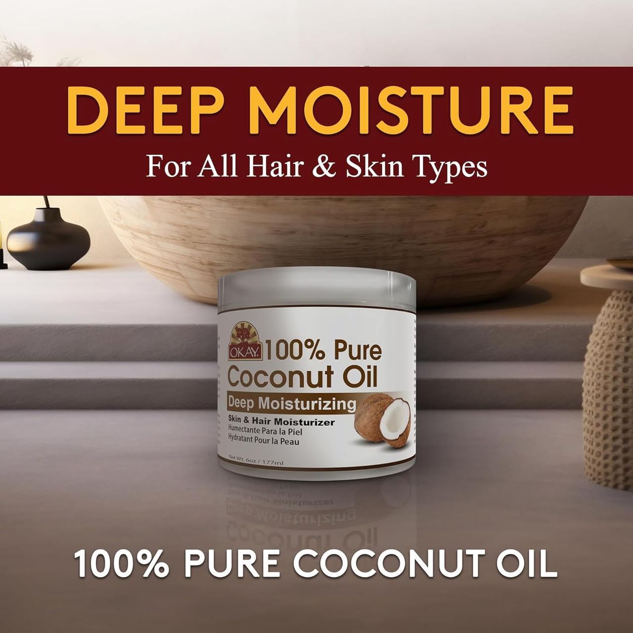 OKAY 100% Pure Coconut Oil 6 oz (177ml)