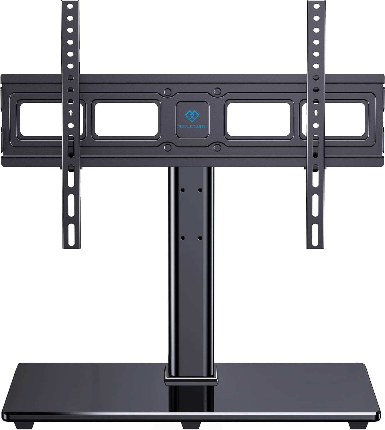 PERLESMITH Universal TV Stand Table Top TV Base for 32-82 inch LCD LED OLED 4K Flat Screen TVs-Height Adjustable TV Mount Stand with Tempered Glass Base, VESA 600x400mm
