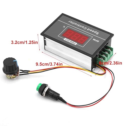 Miniatura 6 de Controlador de velocidad del motor DC 6-60V 30A PWM con pantalla digital, rendimiento estable duradero para motores de 12V24V36V48V, potenciómetro