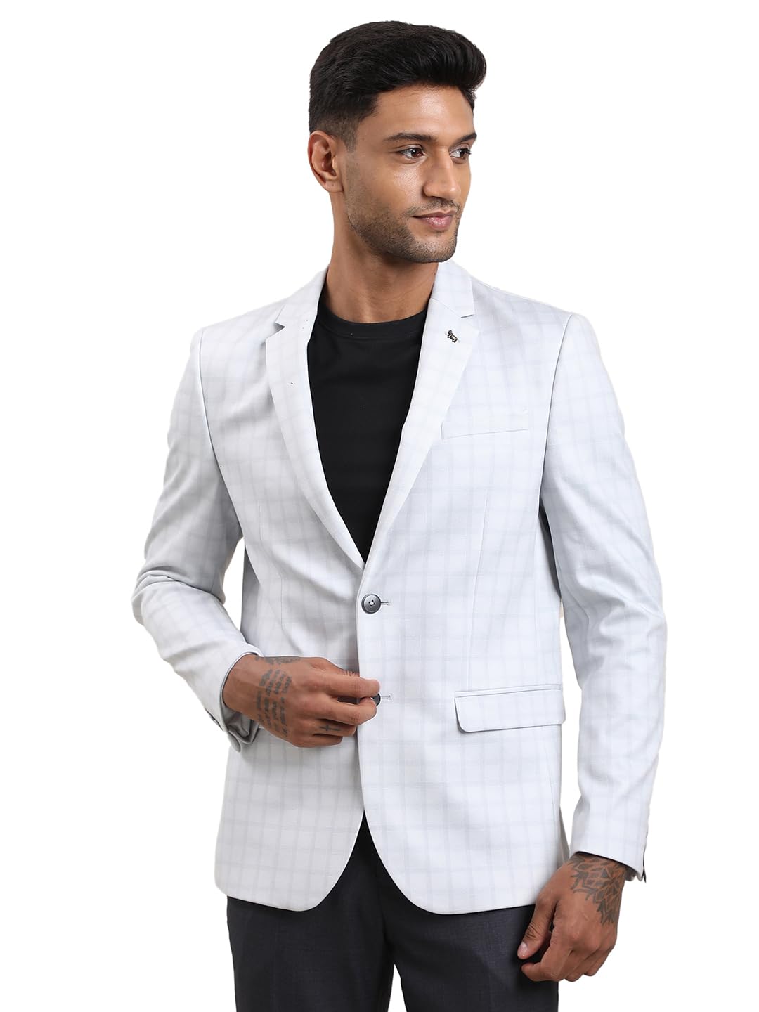 turtle Men’s Cotton Blend Checkered Casual Blazer | Tailored Fit | Smart Casual Blazer for Office, Party-picture-11