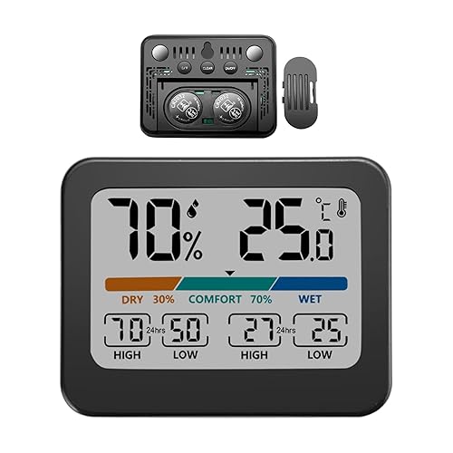 Temperature Humidity Monitor - ABS Digital Hygrometer Recorder, Colorful Large Screen Display Indoor Climate Gauge, Accurate Room Sensor Nursery