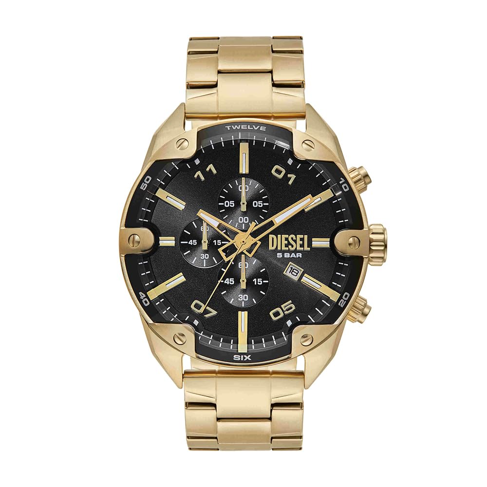 Diesel Orologio Spiked da uomo, movimento cronografo al quarzo con cinturino in acciaio inossidabile
