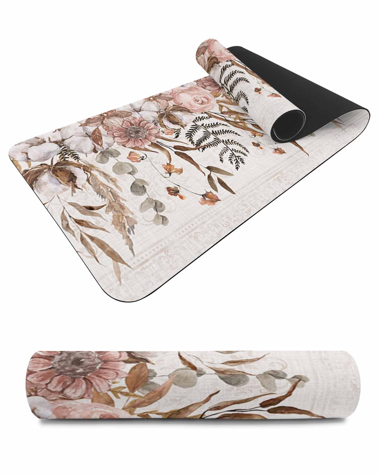 Debedcor Heat Proof Table Pads Waterproof Decorative, Fall Cotton Floral Non-Slip Table Countertop Protector, Autumn Vintage Rustic Botanical Insulation Mat for Kitchen Room, 40 x 12 Inches
