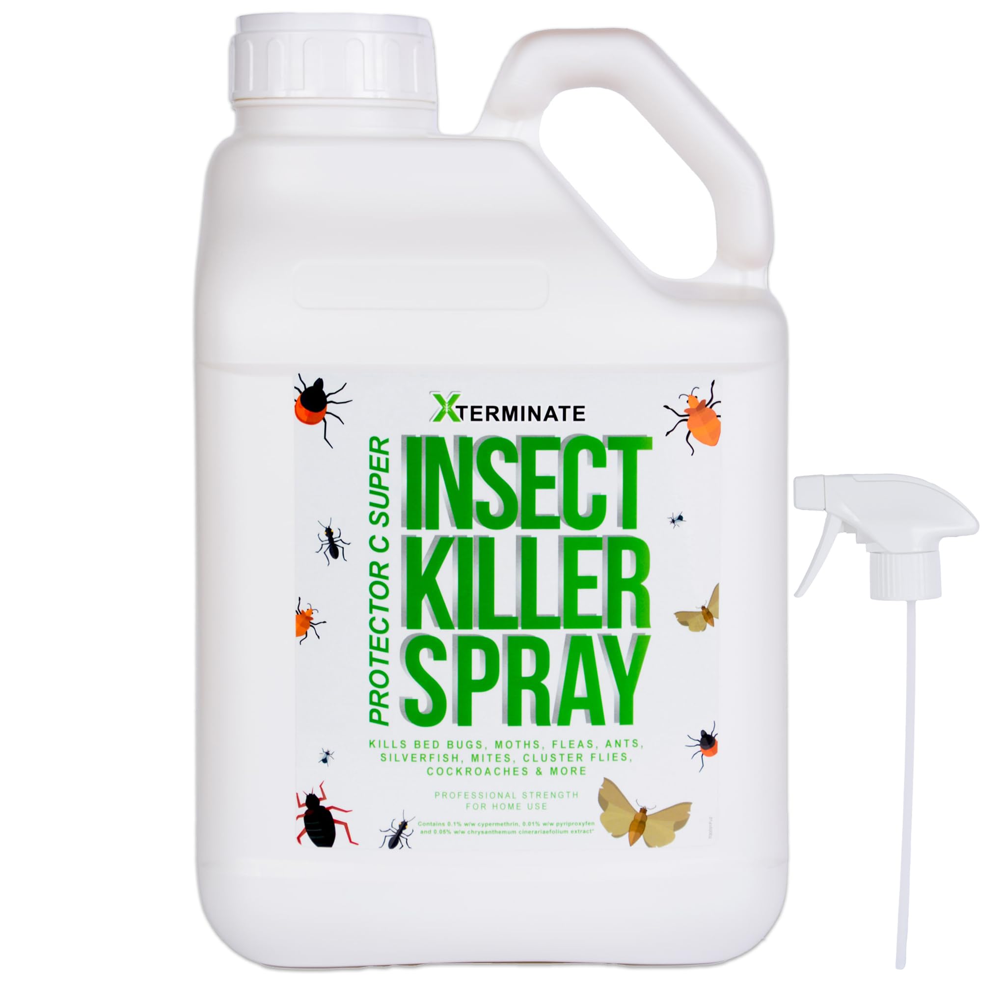 XterminateProtector C Flea Killer Spray (5L) - Powerful Insecticidal Spray for Bed Bugs Fleas, Moths & All Crawling & Flying Insects