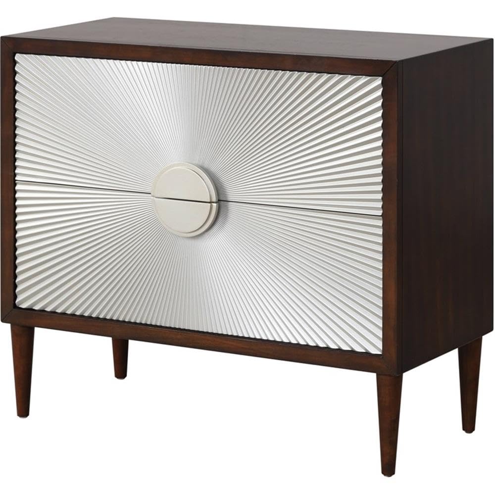 Acme Shimas 2-Drawer Wooden Accent Table in Silver and Walnut