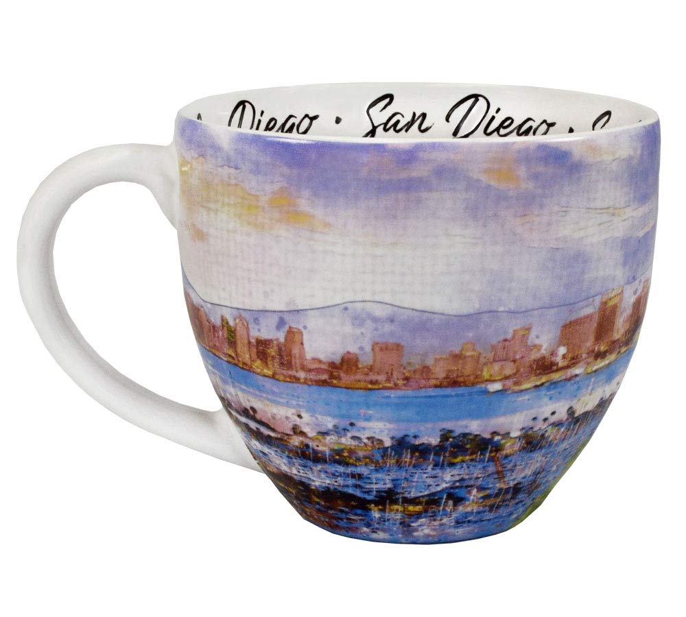 Americaware San Diego Watercolor 16 Ounce Coffee Tea Mug, Perfect Souvenir Mug for Travelers