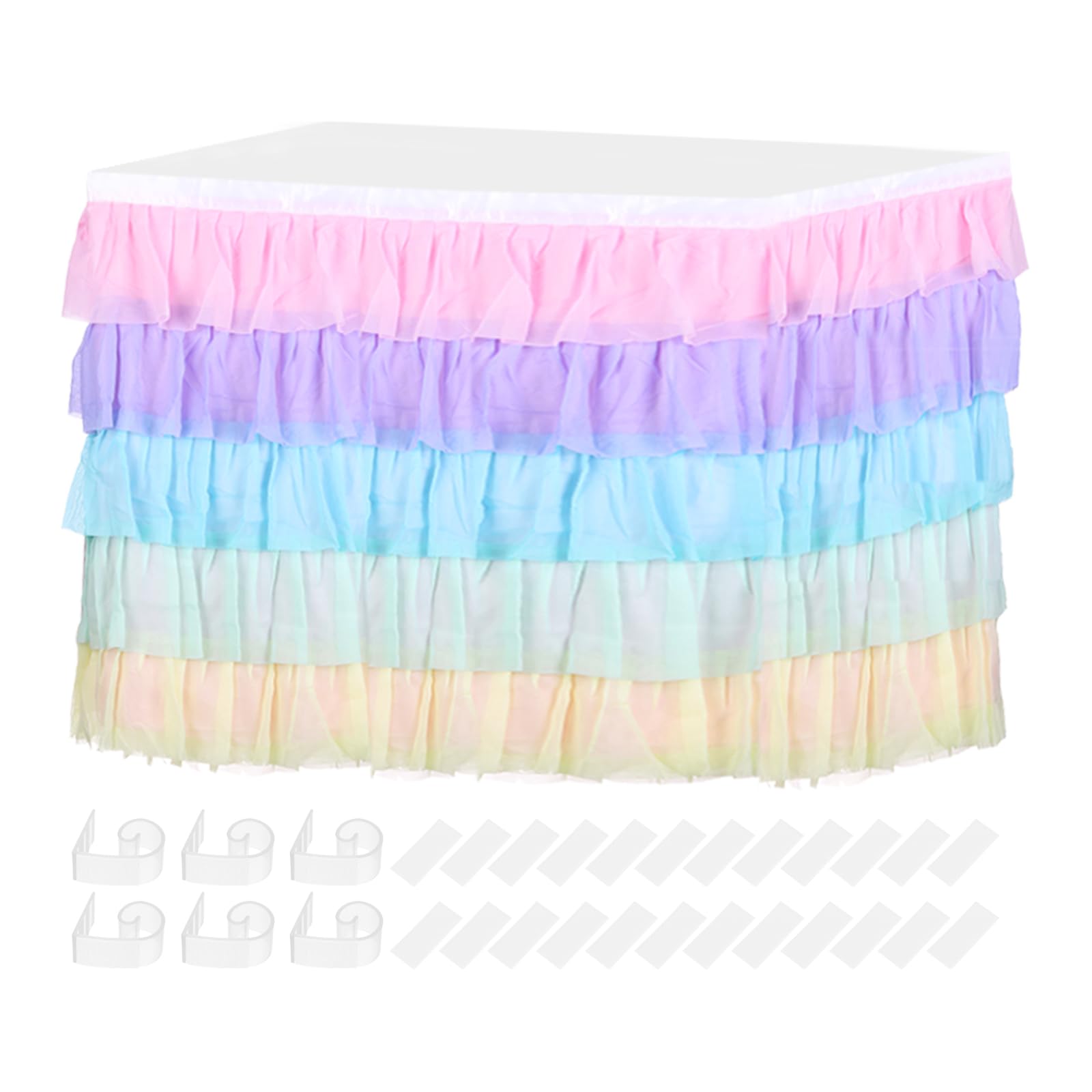 QUARKZMAN 1 Pack 9ft Multicolored Tutu Tischrock, Rüschen Tischdecke