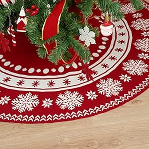 WBHome Roter Weihnachtsbaumrock mit Zopfmuster 132,1 cm