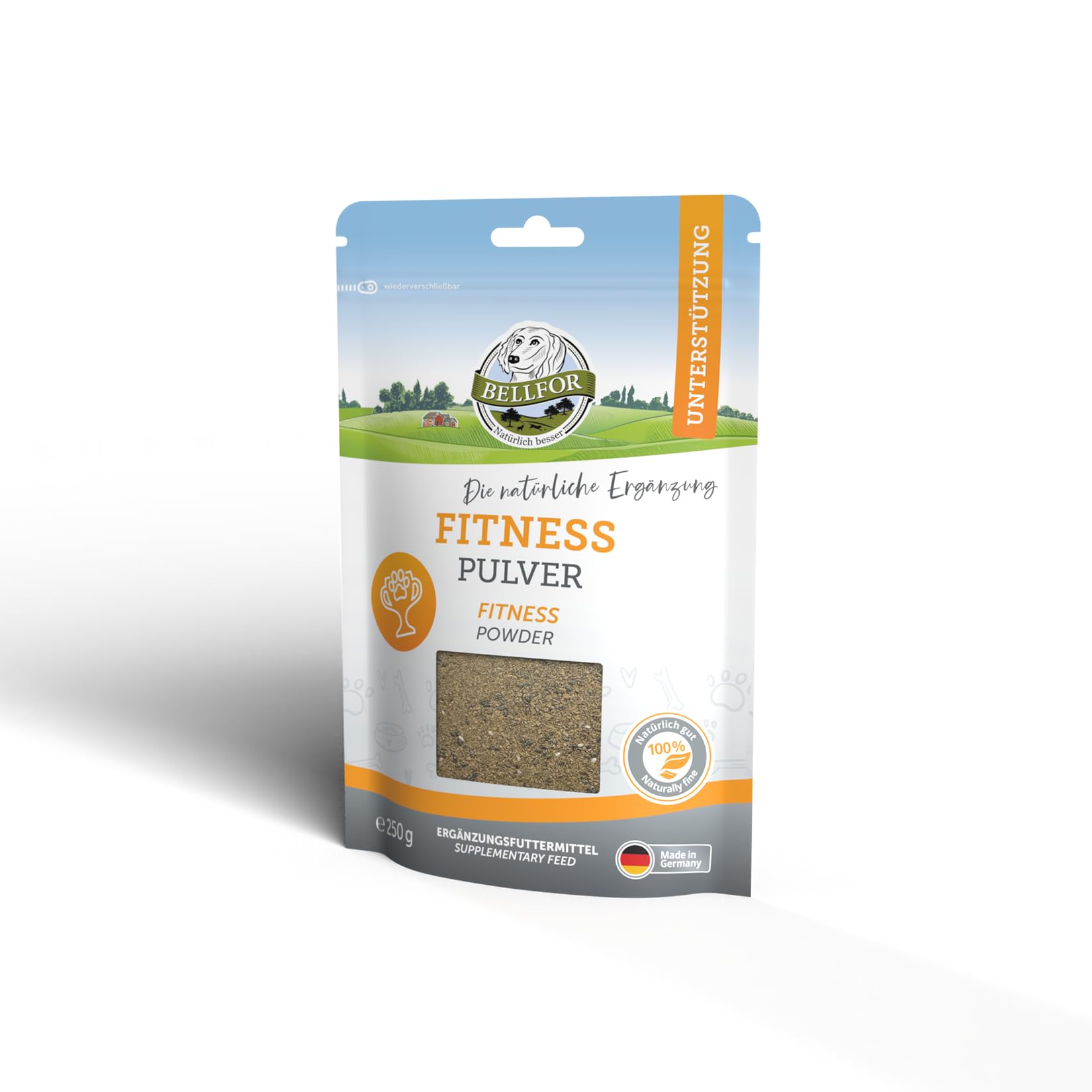 Bellfor Fitnesspulver für Hunde 250 g – Ergänzungsfuttermittel mit Insektenprotein und Aminosäuren für aktive Hunde