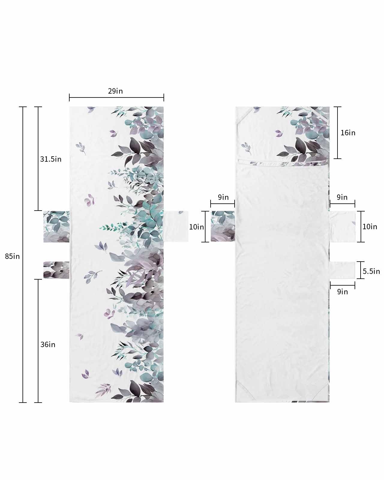 Vintage Teal Brown Beach Lounge Chair Towel Cover, Soft Chaise Lounge Towel with Side Pockets Patio Pool Chairs Cover for Beach/Pool Sunbathing 29x85 Spring Botanical Summer Eucalyptus Leaves