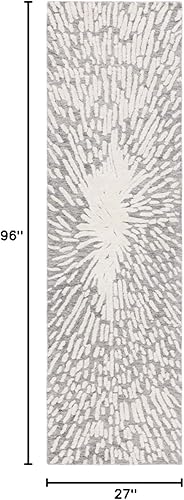 Miniatura 2 de SAFAVIEH Metro Collection - Alfombra de pasillo de 2 pies 3 pulgadas x 8 pies, gris y marfil, hecha a mano, lana abstracta moderna, ideal para zonas