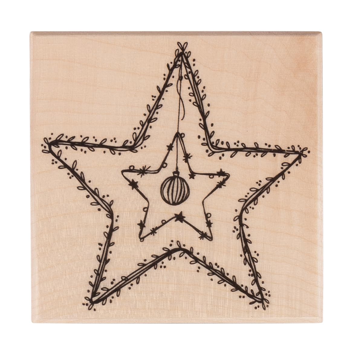 Rayher Wood Mounted Rubber Stamp with Star Design for Scrapbooking Card Making and Seasonal Crafts, Craft Stamp, Butterer - Image 2
