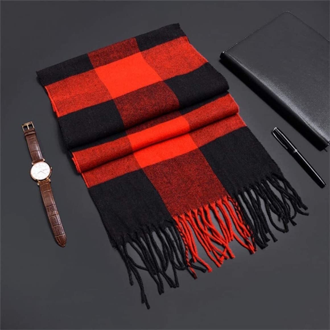 Chal Bufanda De Invierno Bufanda De Invierno Chales Suaves Bufandas Cuadros Cuadros Flecos Cálidos Hombre Unisex