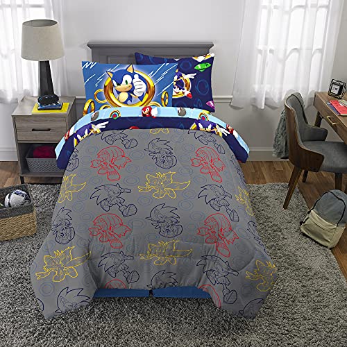 Franco Kids Bedding Super Soft Comforter And Sheet Set With Sham, 5 Piece Twin Size, Sonic The Hedgehog, Anime #TOP5